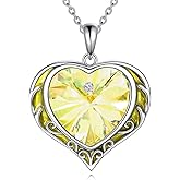 AINFQY Necklaces for Women, Love Heart Pendant with Austrian Crystals, Jewelry Gifts for Wife, Sterling Silver Heart Necklaces, Birthday or Chrismas Holiday Gifts for Her, Mom