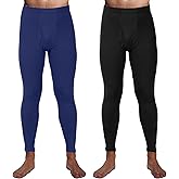 Casuallined 2 Pack Thermal Men Long Underwear Pants Winter Warm Fleece Lined Underwear Bottom Cold Weather Base Layer Legging