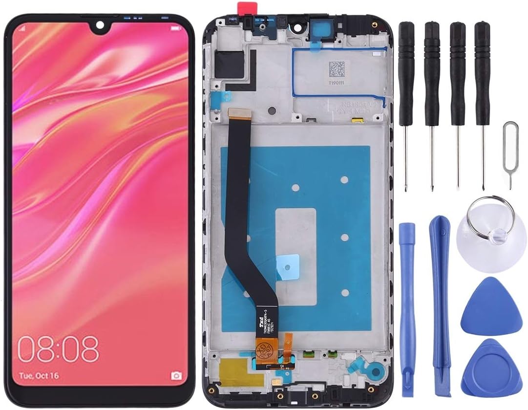 DASHOU Wuzp LCD Screen and Digitizer Full Assembly with Frame for Huawei Y7 Prime (2019) (Black) (Color : Black)