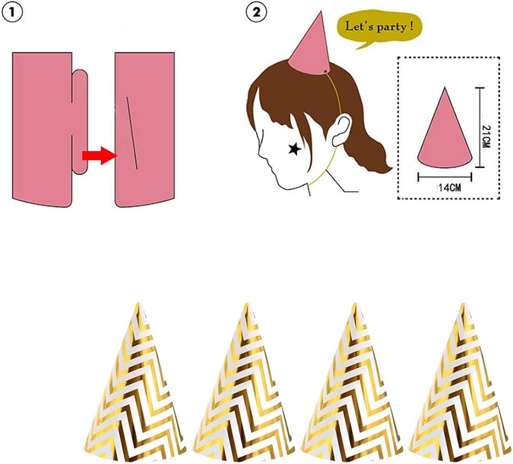 Gold Birthday Party Cone Hats, 12 ct: Clothing