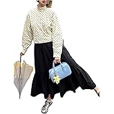 Milumia Women's Polka Dots Print Zip Front Jacket Mock Neck Long Sleeve Loose Coats