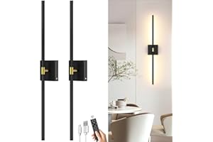 iThird Battery Operated Wall Sconce Set of 2: Rechargeable Wall Lights Wireless Sconces with Touch and Remote, 360° Rotate Magnetic Wall Scone Lighting Decor for Bedroom Living Room Hallway, 31.7Inch