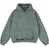 Adenorah Mens Oversized Hoodies Pullover Women Fall Acid Wash Plain Preppy Hoodie Streetwear Cotton Vintage Hooded Sweatshirt