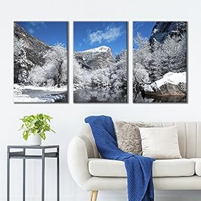 3 Panel Canvas Wall Art - Majestic Natural Landscape Triptych Canvas Series - ICY Hot Springs - Giclee Print Gallery Wrap Modern Home Art Ready to Hang - 16"x24" x 3 Panels