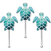 Tumbler Home Sea Turtle Wall Hooks, Set of 3 Bathroom Hooks, Nautical Bathroom Décor