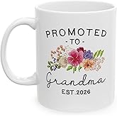 Dokazu First Time New Grandma To be Mug Promoted to Grandma Est 2026 Presents Pregnancy Announcement Gift 1st time Grandmother, Mother's Day, Christmas Gift White Coffee Mug 11oz