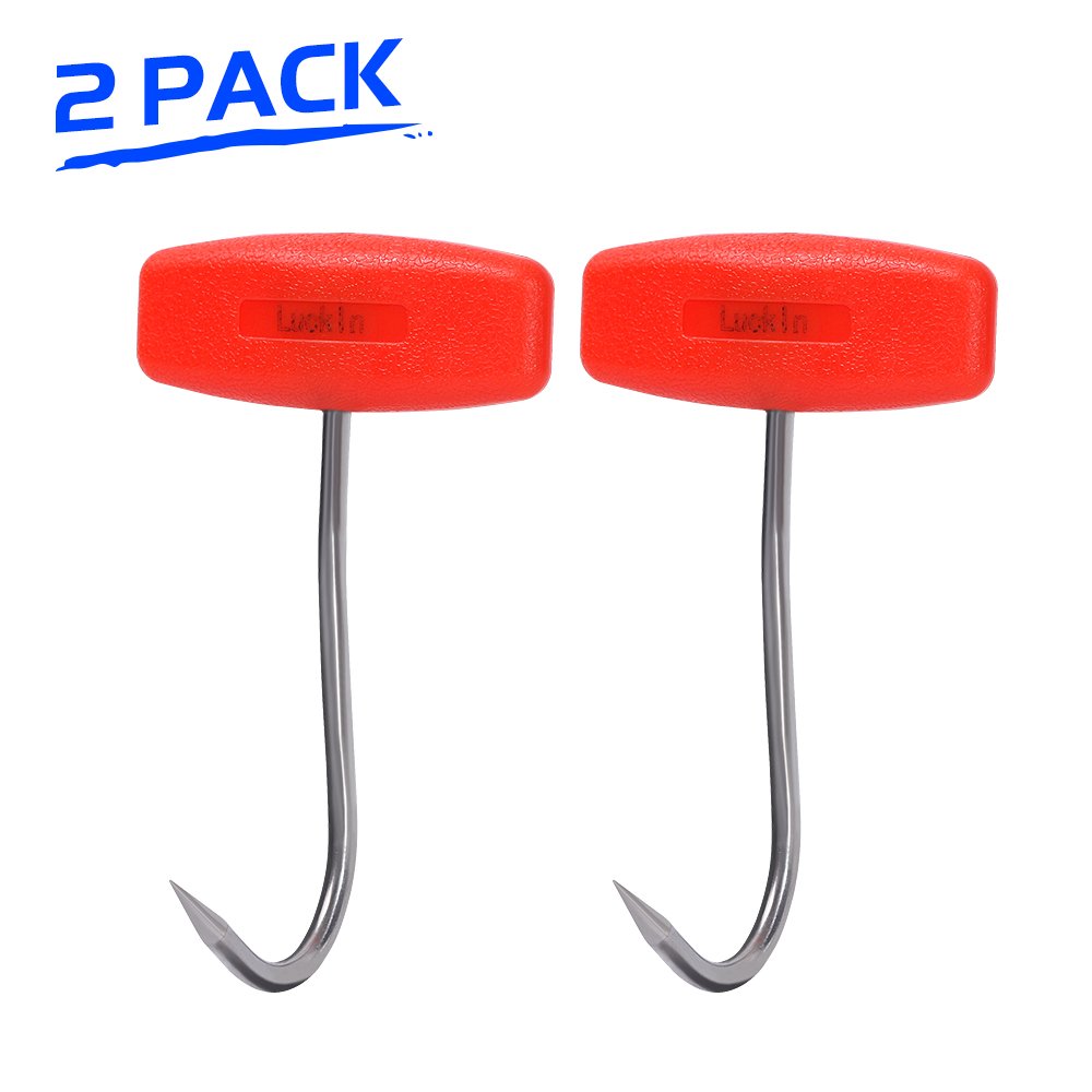 LuckIn Meat Hooks for Butchering,T Shaped Boning Hooks with Handle 6