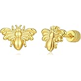 Seraphina 14K Gold Plated Screw Back Bee Earrings | Helix Cartilage Earrings for Women | Trending Fashion Jewelry
