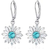 BDL Genuine Turquoise Jewelry for Women, Sterling Silver Earrings and Necklaces for Women, Leverback Dangle Drop Earrings Jewelry
