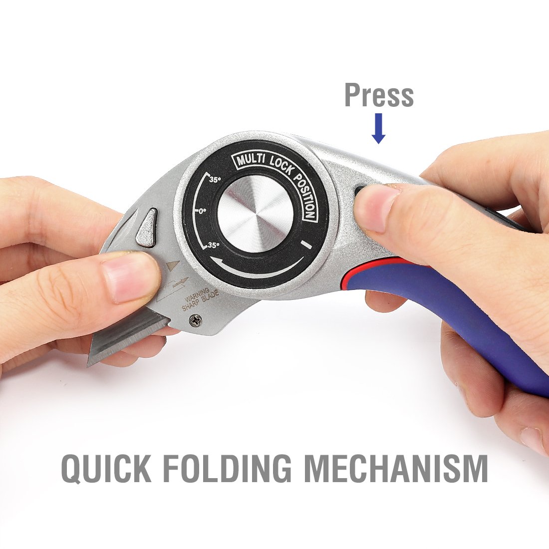 WORKPRO Folding Utility Knife Streamline MultiLockPosition Box Cutter with Blade Quick Change