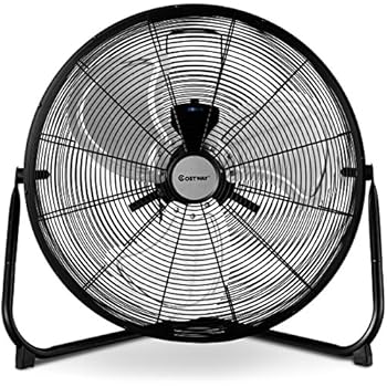COSTWAY Floor Fan, 20-Inch w/360° Rotation, 3-Speed Adjustable, Commercial Industrial Grade, Metal, Heavy Duty Electric High Velocity Fan, Black