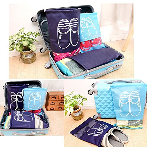 Shoe Bags 4 Pcs for Travel Shoe Storage Gym Bags Dust-proof Drawstring with Transparent Window (Large & X-Large)
