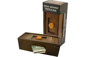 WINSHARE PUZZLES AND GAMES Puzzle Box Enigma Secret Discovery - Money and Gift Card Holder in a Wooden Magic Trick Lock with Hidden Compartment Piggy Bank Brain Teaser Game