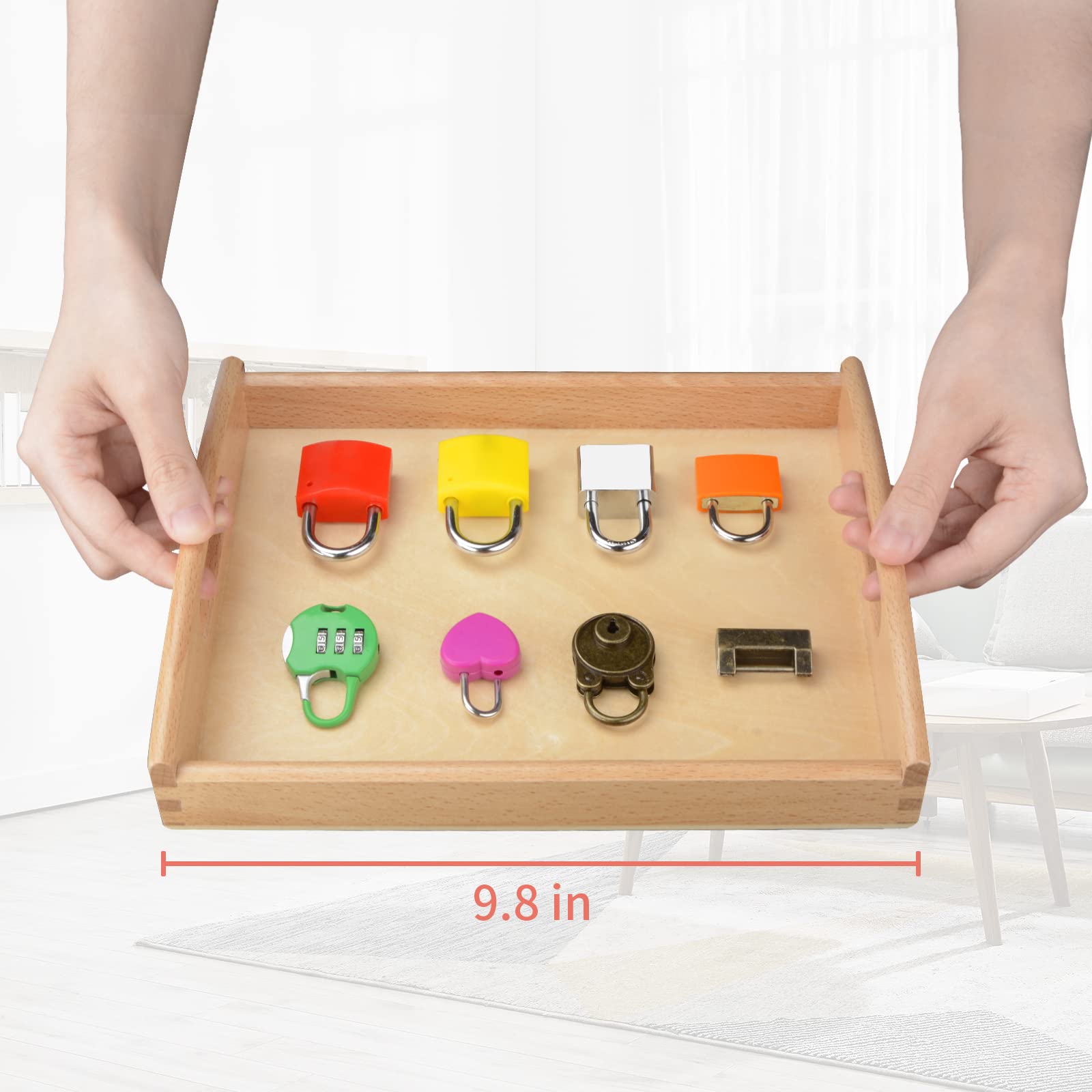 Montessori Lock and Key Set for Toddlers, Homeschool Preschool Learning Activities, Wooden Montessori Materials Learning & Education Toys for 3+ Year Old Kids