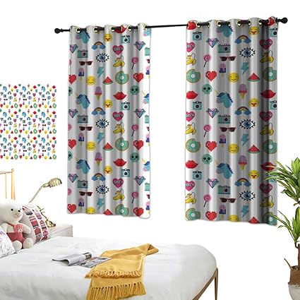 Amazon Com Black Curtains Emoji Pop Art Style Cartoon Icons
