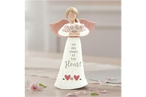 Sister Angel Figurine with Heart, Resin Angel Statue “We are Joined at the Heart”, Sentimental Gift for Sister, Birthday or C