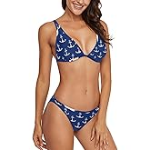 Naanle Chic Women's Chic Pattern High Waist Halter Neck 2 Pcs Triangle Top Swimsuit Bikini Set