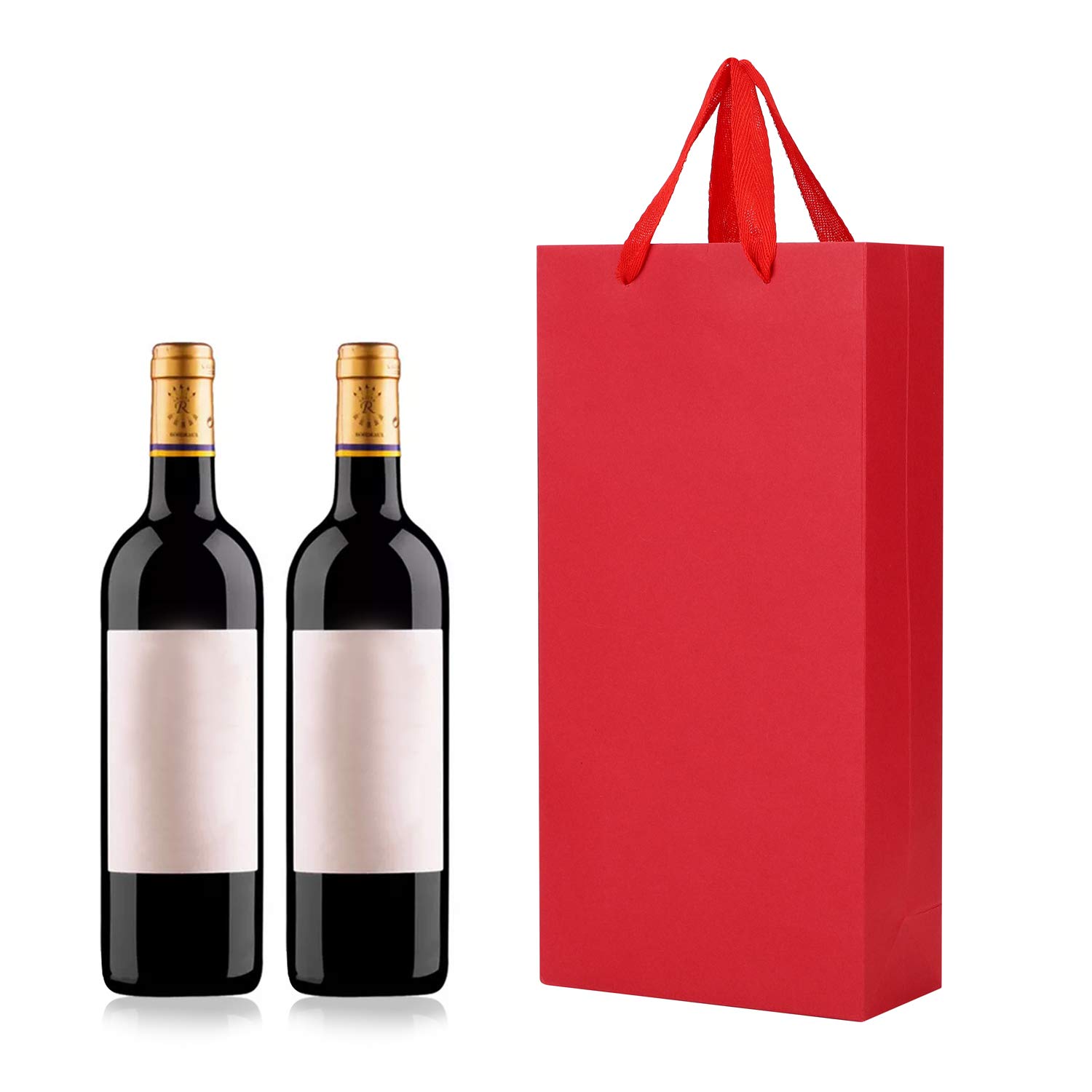 10Pack Wine Gift Bags for Champagne - Paper Carrier Tote With Handle for Double Bottles - Birthday, Wedding, Anniversary Party Favors Celebration