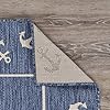 Lr Home Nautical Anchor Border Indoor Outdoor Rug, Blue/White, 5'3"" x 7'"