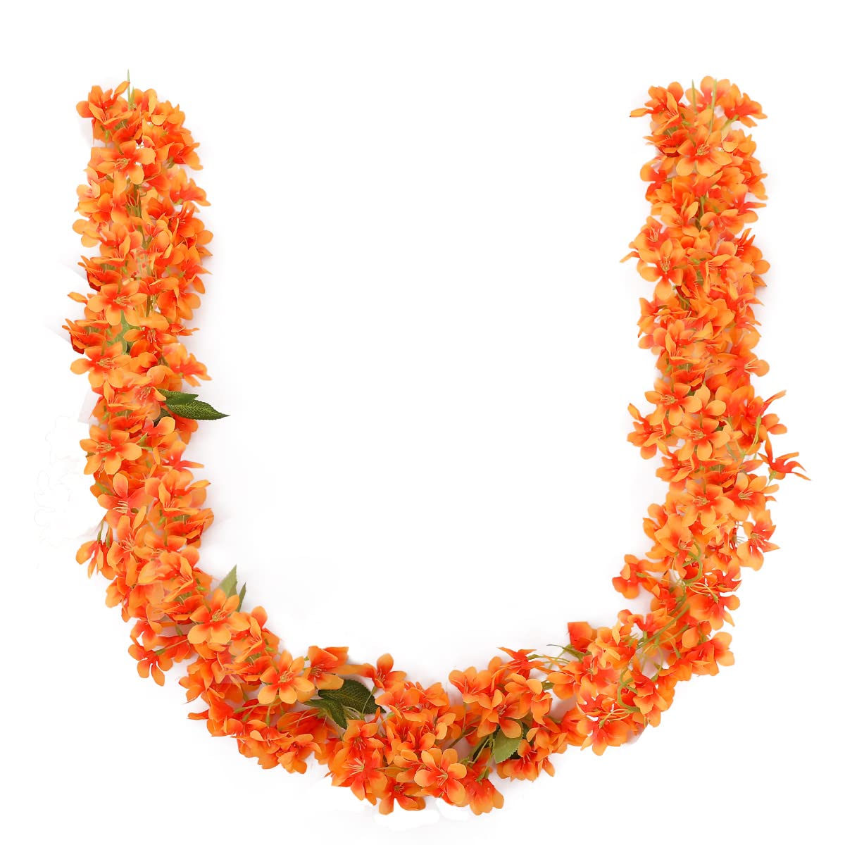 JUSTOYOU 2 Pcs 6FT Artificial Sakura Cherry Blossom Flowers Fake Hanging Vine for Outdoor Indoor Wedding Wall Badroom Decoration(Cherry Blossom Orange)