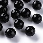 Ornazy 220 pcs 16mm Opaque Black Acrylic Round Gumball Beads Smooth Chunky Bubblegum Beads for Necklace and Bracelet Making Crafting Supplies