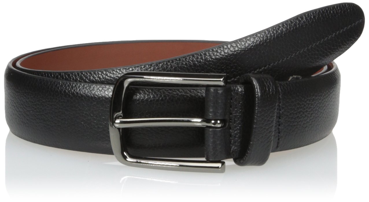 Perry Ellis Men’s Portfolio Park Ave Textured Leather Dress Belt, Black, 38