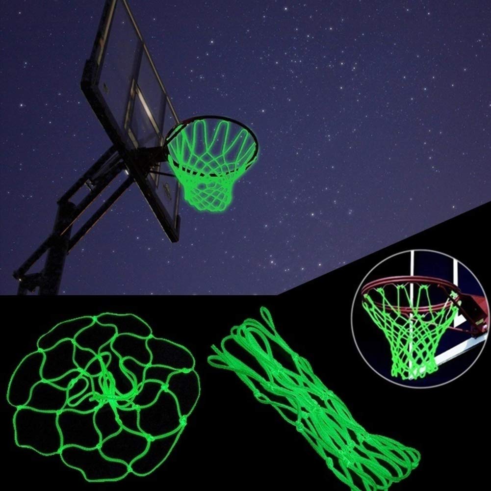 BSTCAR Green Fluorescent Basketball Net Mesh Net Basketball Basketball Net Standard Mesh Nylon Braided Auto-Luminous, Outdoor Basket Net