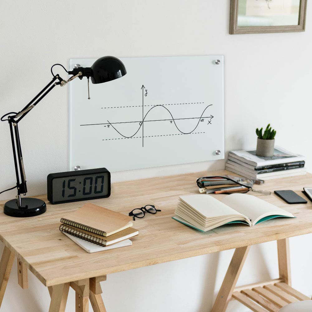 Magnetic Glass Dry Erase Whiteboard, 24 x 18 Inches Glass Board with 3 Magnets and Pen Tray