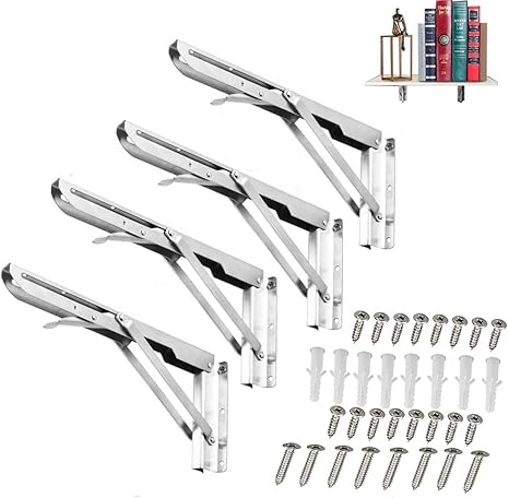 Amazon Co Jp 4 折りたたみ式ステンレス製三角ブラケットブラケット 壁収納棚 ラミネートパーティションテーブル Kタイプ可動ブラケット サポートフレーム 取り付けネジ付き ホーム キッチン