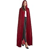 SZCXTOP Unisex Adults Halloween Costume Cape,Velvet Hooded Vampire Cloak for Women & Men,Fancy Dress Party Cosplay Robe
