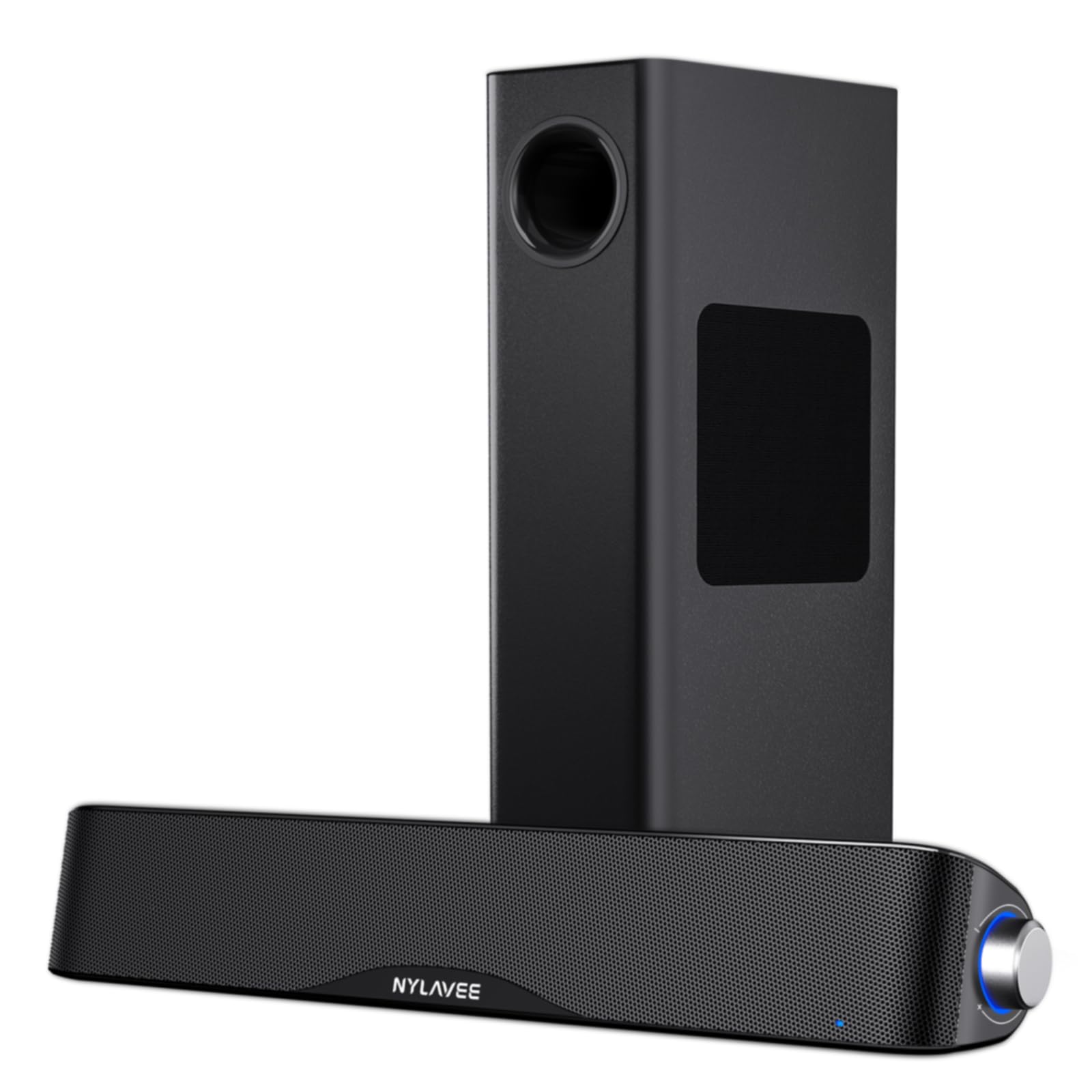 Photo 1 of Nylavee Computer Speakers with Subwoofer, 2.1 PC Speakers System with Bluetooth 5.4 & 3.5mm Aux-in, 60W Peak Power, AC Adapter Powered Computer Sound Bar for Desktop PC, Laptop, Monitor, Gaming