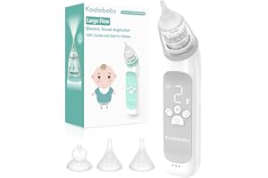 Koalababy Baby Nasal Aspirator, Large Flow Electric Nose Sucker with 3 Suction Levels, Rechargeable Toddler Nose Cleaner, Soft Silicone Tips, Music and Light Soothing