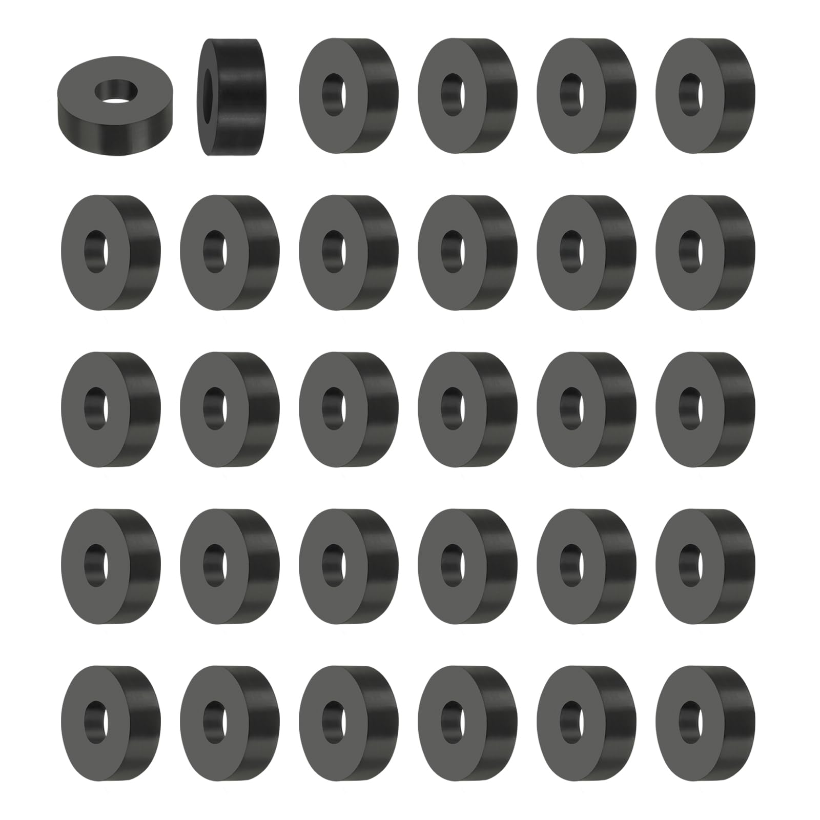 PATIKIL Multi Purpose Rubber Spacer, 30Pcs 5.5mm ID x 16mm OD x 5mm T Neoprene Round Anti-Vibration Isolation Pads Isolator Rubber Bushings Spacer Washer for HVAC Bolts Car Accessories