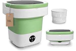 BENCHRY Portable Washing Machine, 16L Upgraded with Spin Basket Laundry Machine, 3 Cleaning Modes Suitable for Small Clothes, Foldable Design Ideal for Hotel, Campain, Apartment and Home
