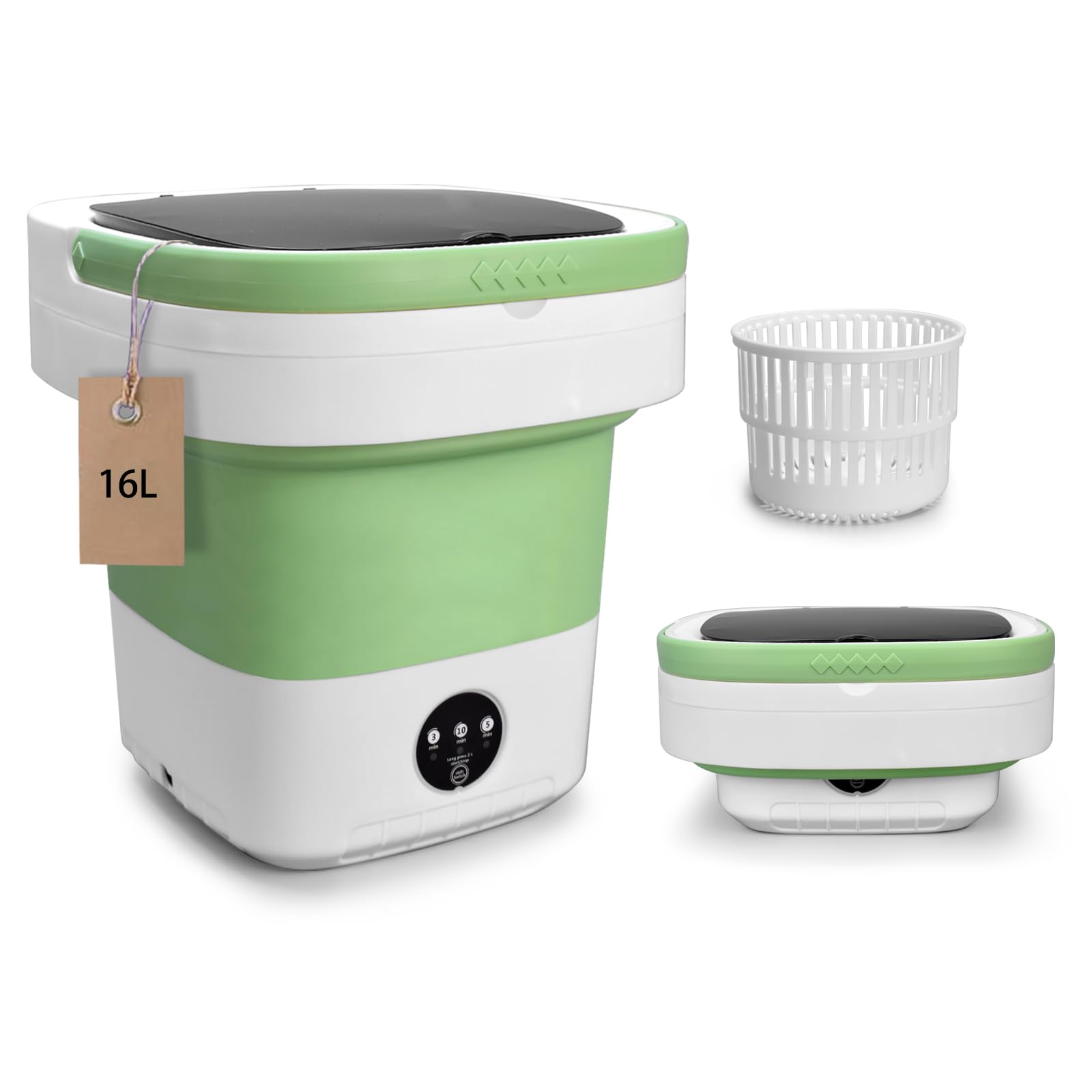 Photo 1 of Portable Washing Machine, 16L Upgraded with Spin Basket Laundry Machine, 3 Cleaning Modes Suitable for Small Clothes, Foldable Design Ideal for Hotel, Campain, Apartment and Home