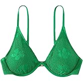 Falainetee Women's Bathing Suit Floral Pattern Underwire Swimsuit Bikini Top