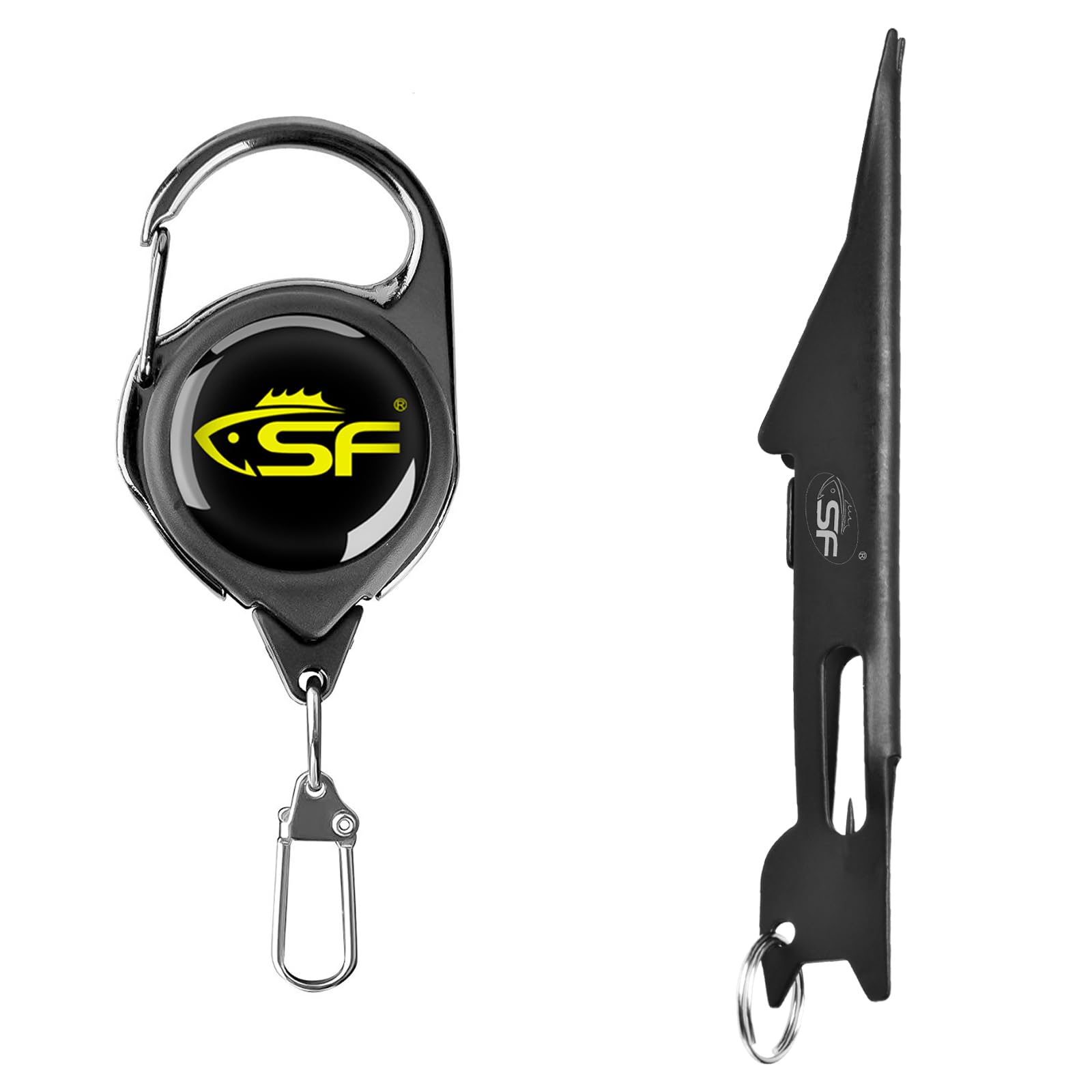 SF 2 in 1 Black Fly Fishing Knot Tying Tool with Steel Cord Zinger Retractor Fly Fishing Anglers Tool Angler Accessories