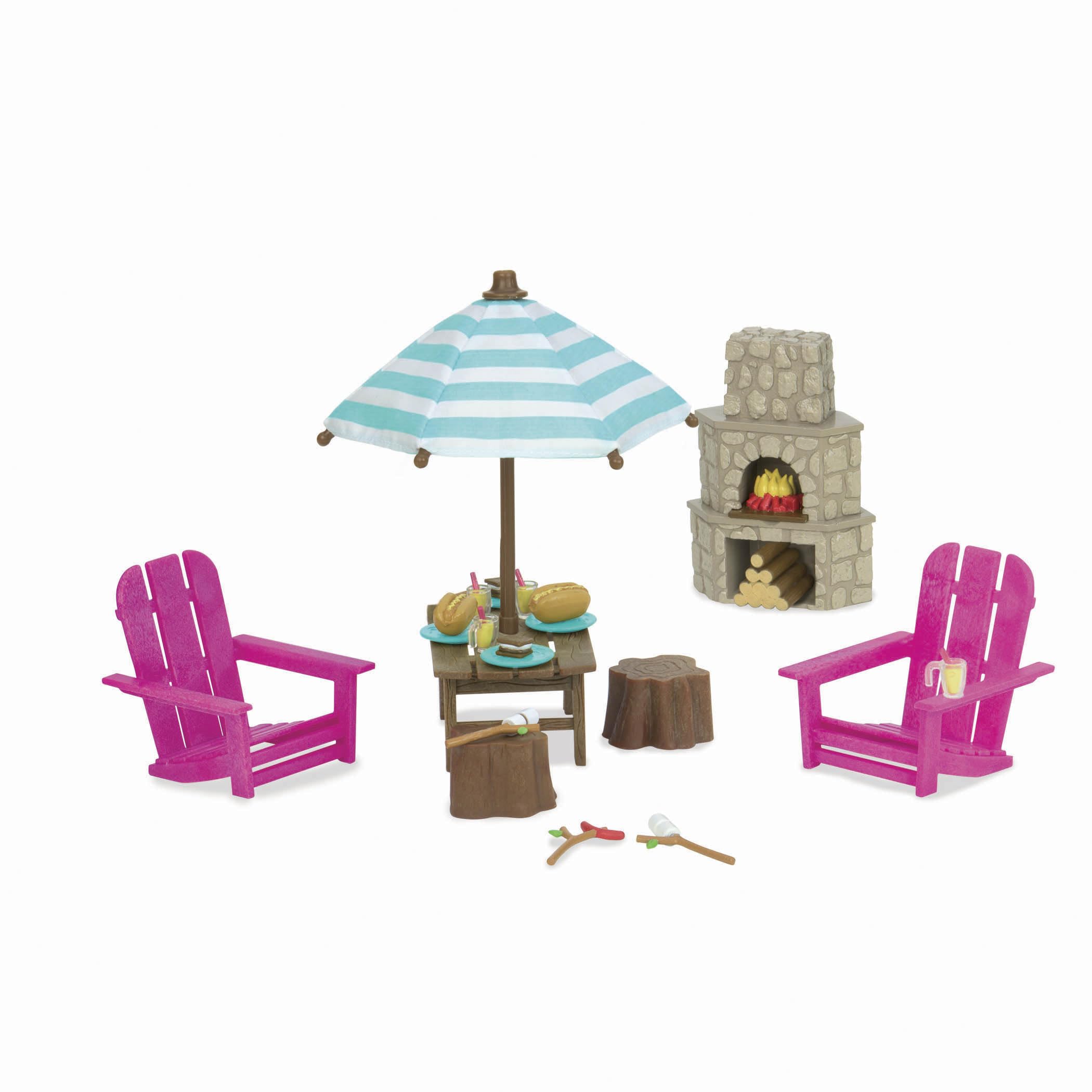 Li'l Woodzeez – Toy Patio – Doll Furniture – Playhouse Accessories – 12 Pieces Playset for Figurines – Outdoor Patio Set with Table & Chairs Age 3+ Years – Encourages Outdoor Role Play — image 1