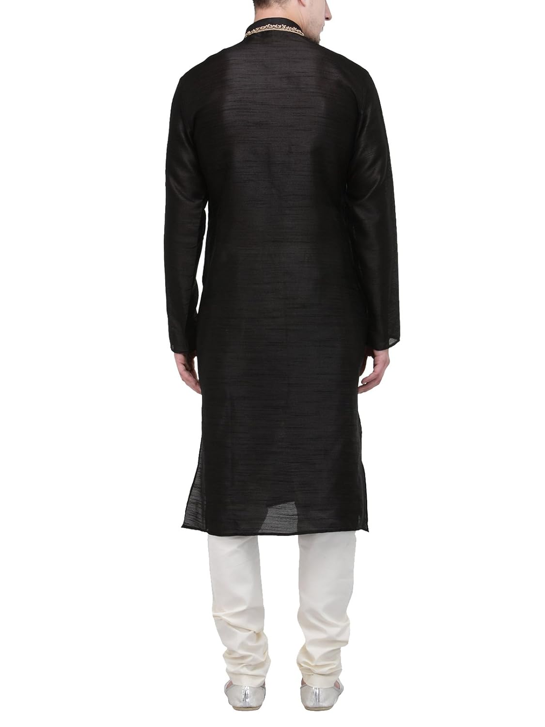 rg designers black self design full sleeves kurta pyjama set