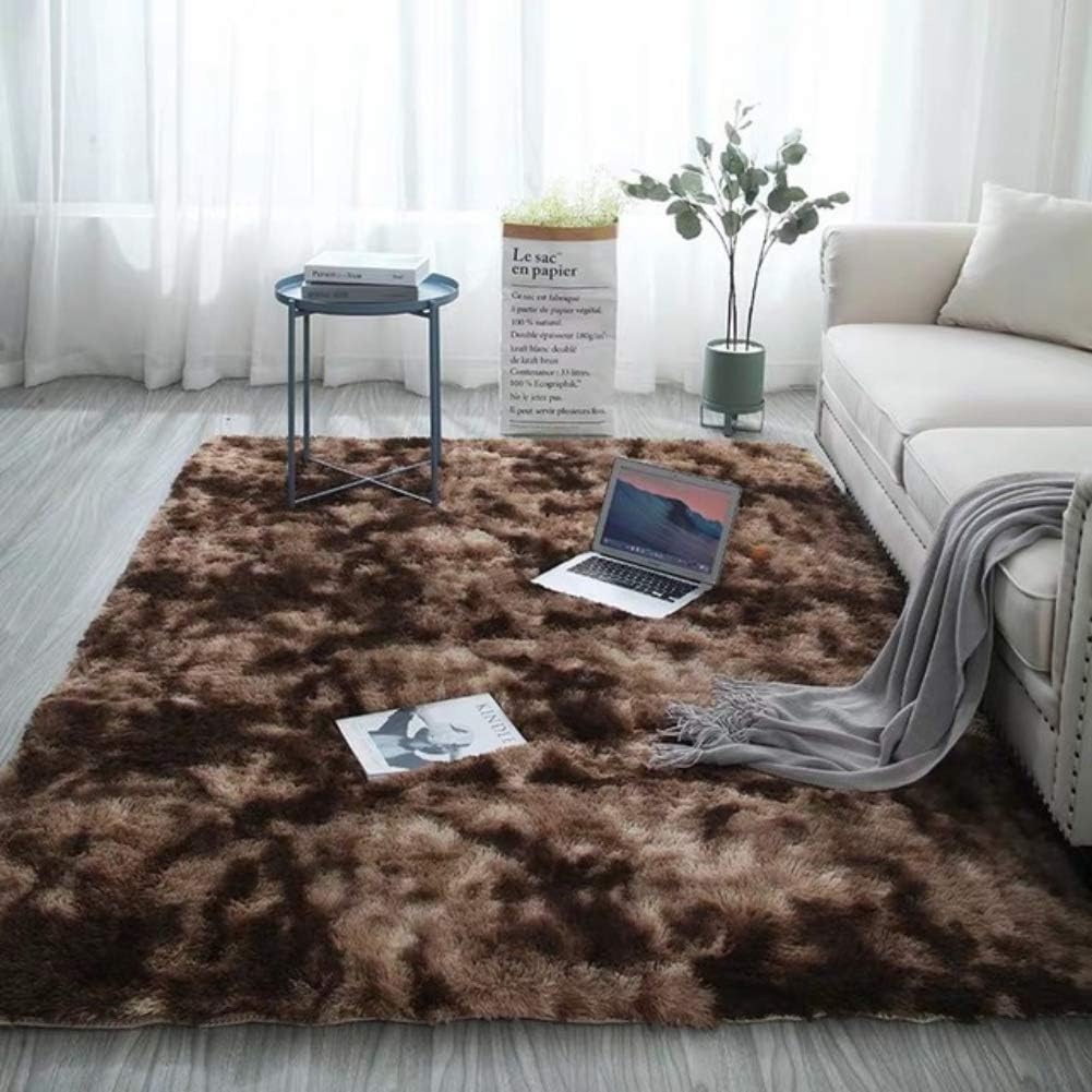 Dkhsy Shaggy Fluffy Area Rugs Carpets for Baby Nursery Teens Girls Rooms Plush Shag Rugs for Kids Bedrooms Home Room Floor Accent Decor Fur Rug (Brown, 120*160cm)
