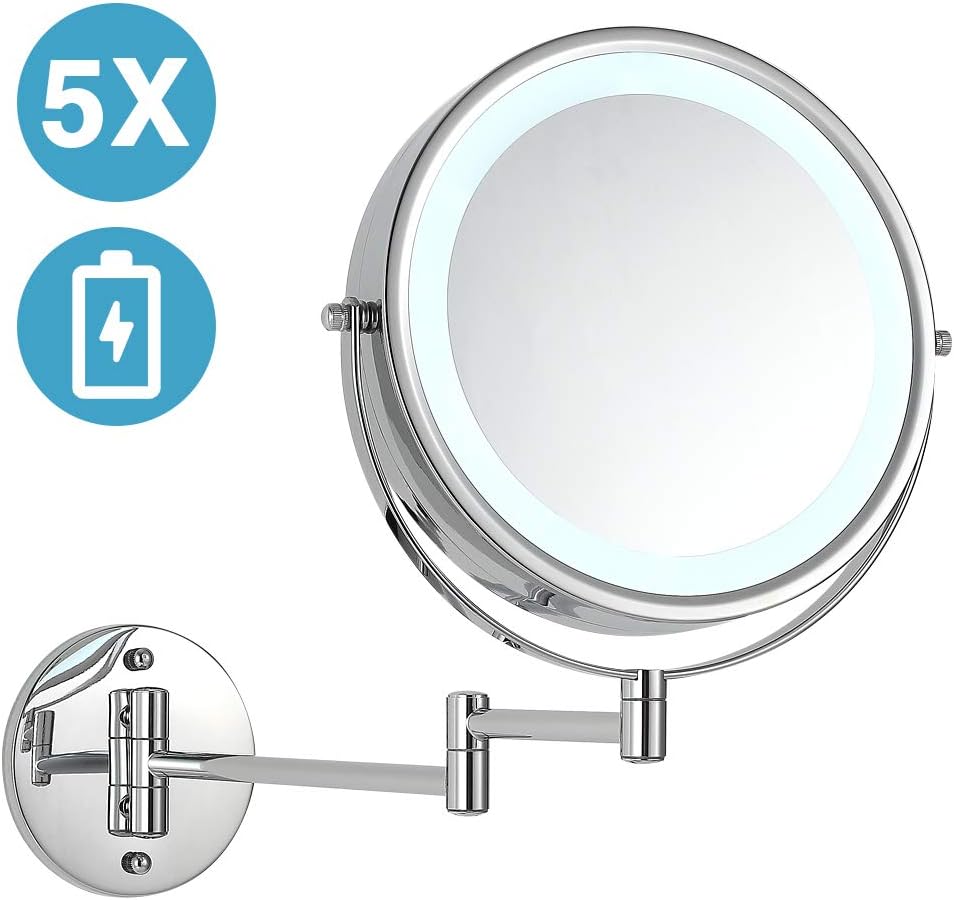Wall Mount Makeup Mirrors LED Lighted with 1x/5x