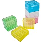 CryoKing 25-Well Cryo Boxes, 2 in, PP, Assorted Color, Pack of 5 | PP Cryoboxes, Numbered Grids for Sample Identification, Drain Holes and Air Vents Minimize Condensation