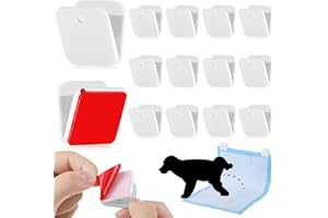 Yalikop 12 Pcs Wall Pee Pad Holder Dog Potty Training Pad Sticky Wall Clip Transparent Adhesive Clips with 6 Pcs Strong Adhesive(White)