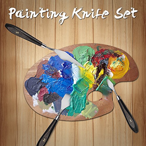 YOUNG4US 10-Piece Painting Knife Set, Stainless Steel and Wood Handle Spatula Palette Knife Mixing Scraper for Oil Paint Color Mixing, 2 PACK