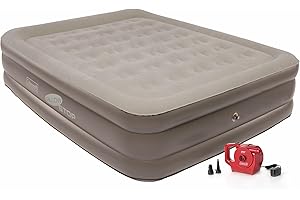 Coleman SupportRest Double-High 18" Queen Air Mattress | Indoor and Outdoor Raised Airbed with 120V Rechargeable Air Pump | Blow Up Air Mattress for Camping