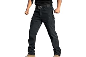Mens Cargo Pants Fleece Lined Ripstop Tactical Pant Outdoor Water Resistant Hiking Woking Pants with 8 Pockets