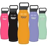 Healthy Human Stainless Steel Curve Water Bottle | 100% BPA Free Thermos for Kids & Adults | Vacuum Insulated Water Bottles | Metal Bottles with Leak Proof Lid (21 oz/ 621 ML, Orange Sherbet)