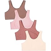 Fruit of The Loom Girls 4-Pack Cotton Built-up Stretch Sports Bra