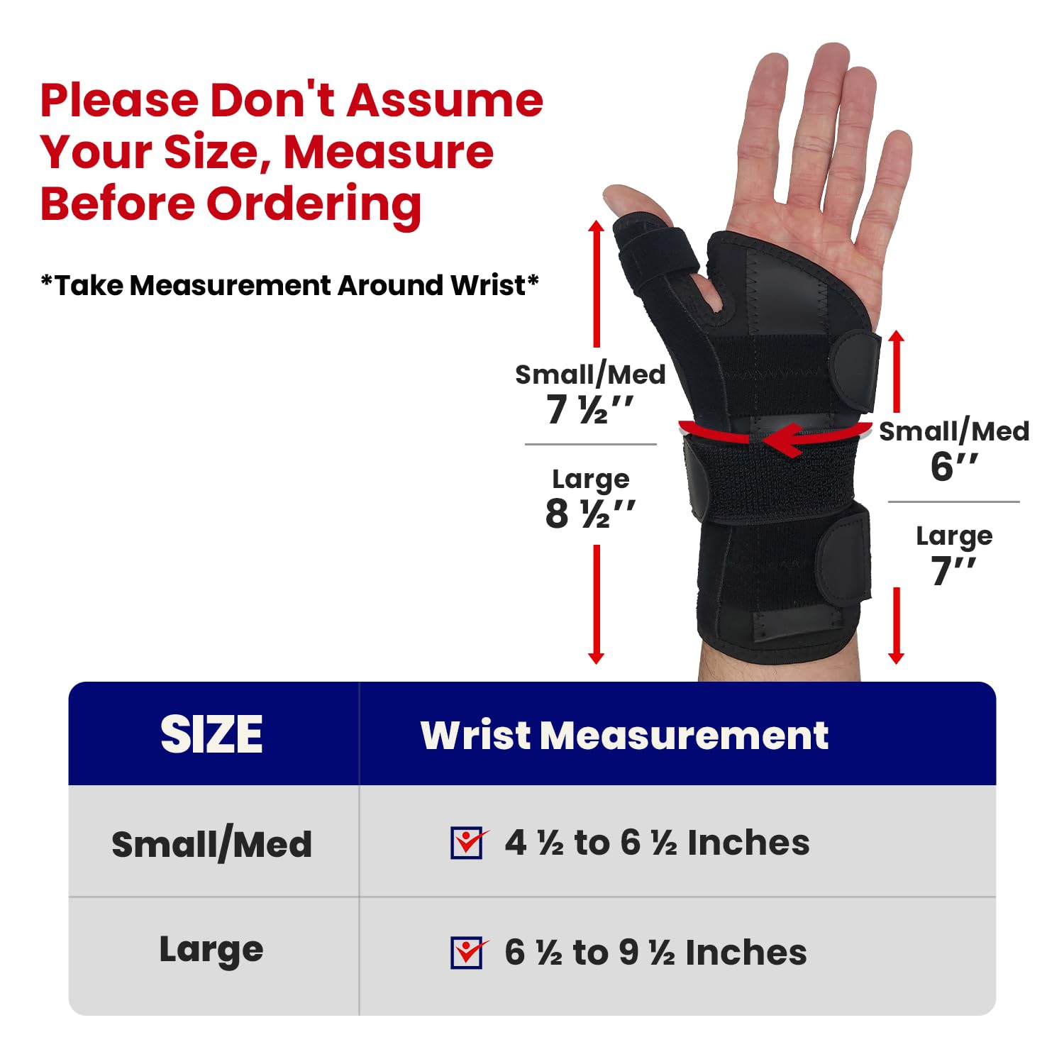 Thumb Splint & Wrist Brace | Carpal Tunnel Wrist Splint with Trigger Thumb Brace Spica | Stabilizer & Support For Tendonitis Pain, Arthritis, CMC, Tenosynovitis, De Quervain Women Men SM/MED RIGHT HAND