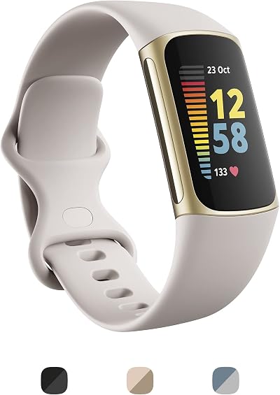 Fitbit Charge 5 Activity Tracker Lunar White Soft Gold Stainless Steel